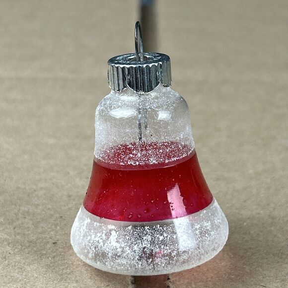 Vintage Shiny Brite Glass Ornament Unsilvered Bell Frosted 2” WW2 Era - Picture 4 of 7
